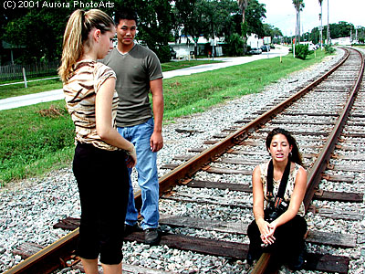 Tampa models Roxanne Kowlaska and Lowie Narvaez working with me on a modeling shoot long before they were both cast in The Pledge. Lowie, who I was teaching photography to, has my 35MM film SLR camera around her neck.